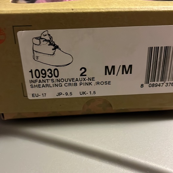 Timberland Infant Shearling crib booties boot shoe pink Girls Size 2 Baby 6-9 Mo - Picture 11 of 11